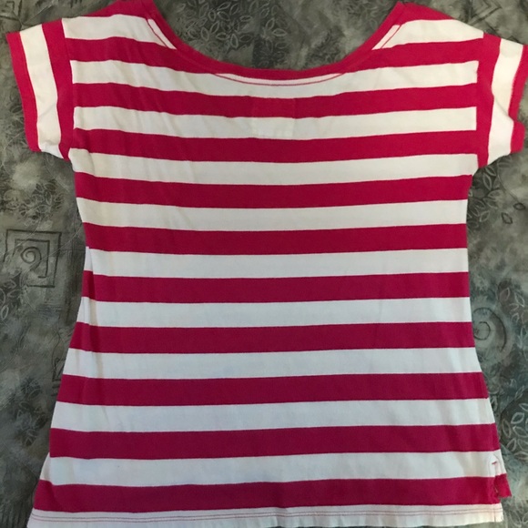 Hollister pink and white stripped T-shirt - Picture 2 of 4
